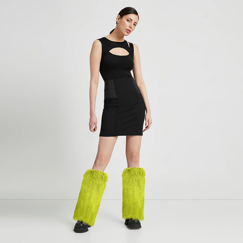 XEPST Faux Fur Fuzzy Leg Warmers Furry Boot Covers for Women, Warm Fuzzy Boot Cuff Boot Sleeves Leg Warmers for Party Costume - Image 5